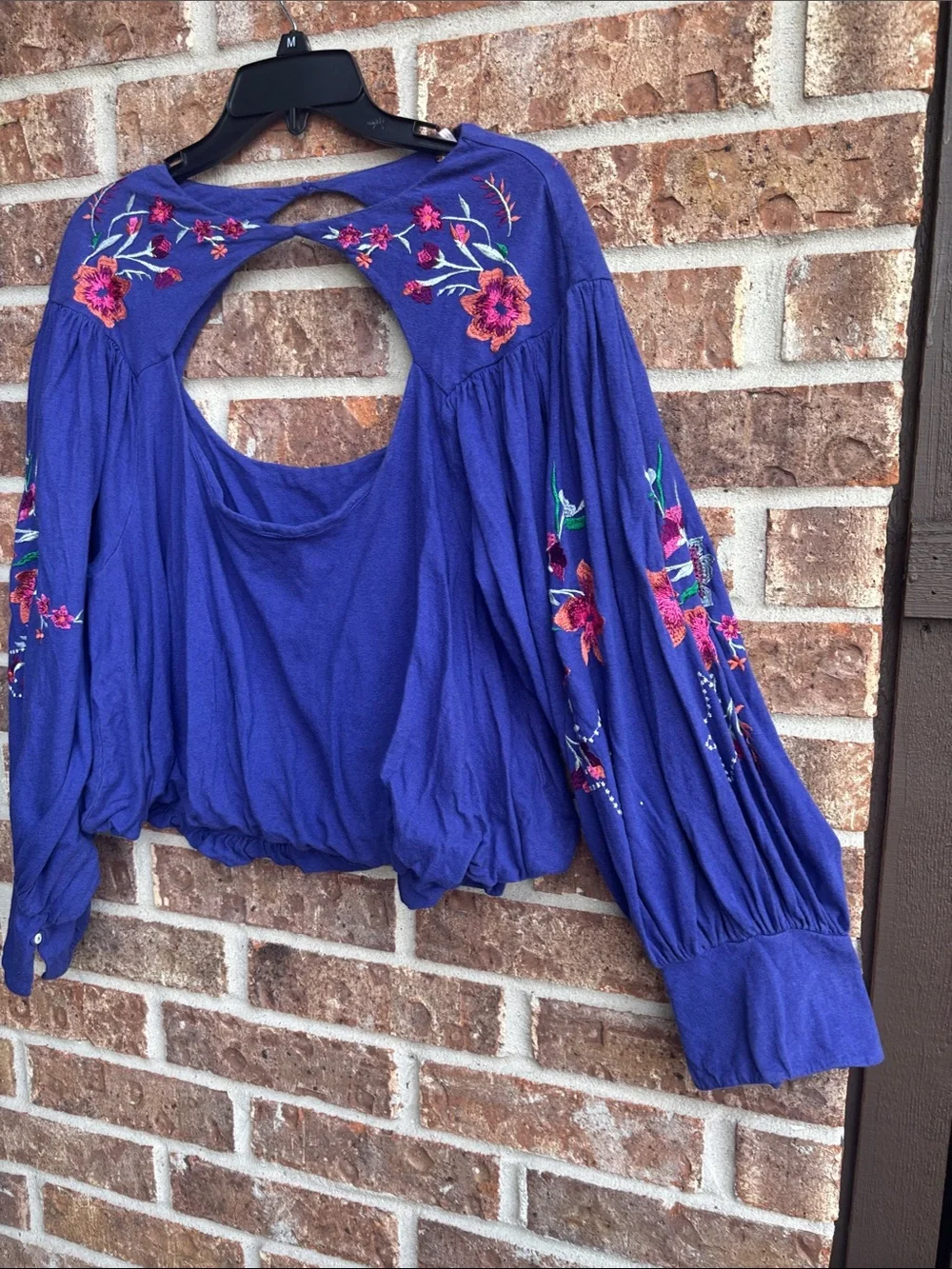 Free people lita Embroidered Open-Back Peasant Blouse -